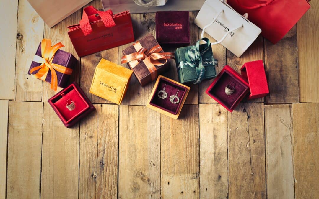 a selection of festive gifts on a wooden floor as we take a look at ecommerce this christmas